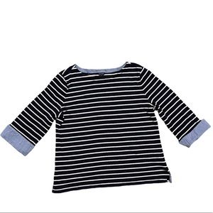 Nautica Womens Shirt Size XXL Blue Stripe Cuffed Sleeves Cotton Stretch